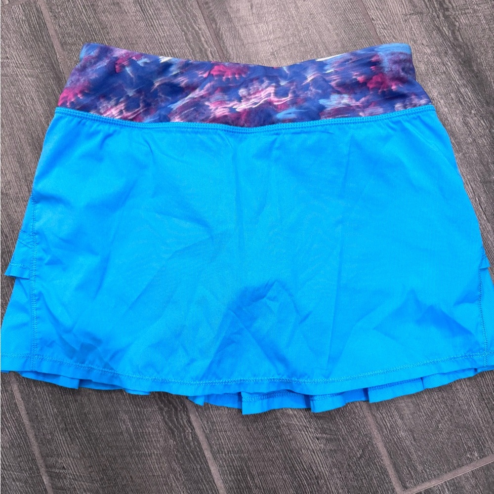 Ivivva By‎ Lululemon Set the Pace Pleated Skirt Turquoise Blue Size 14 Skort